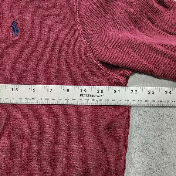 Vintage Polo Ralph Lauren Mens M Sweatshirt Burgundy Red Blue Pony Quarter Zip - Picture 9 of 11